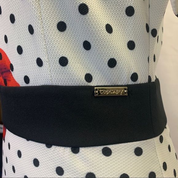 Copcapy Red white polkadot rose floral short sleeve maxi dress Sz 38 NWOT - Picture 3 of 14